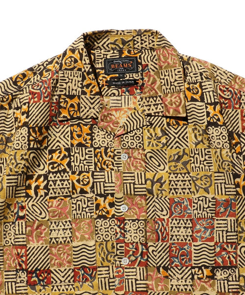 トップス XL WOODBLOCK OVERWHELM OPEN COLLAR SHIRT warehouse-Lot3091S-