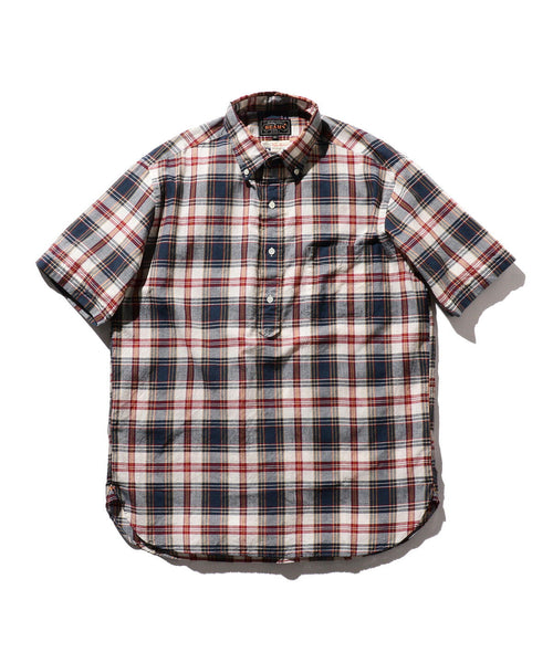 BEAMS PLUS BD SHORT SLEEVE MADRAS CHECK PULLOVER