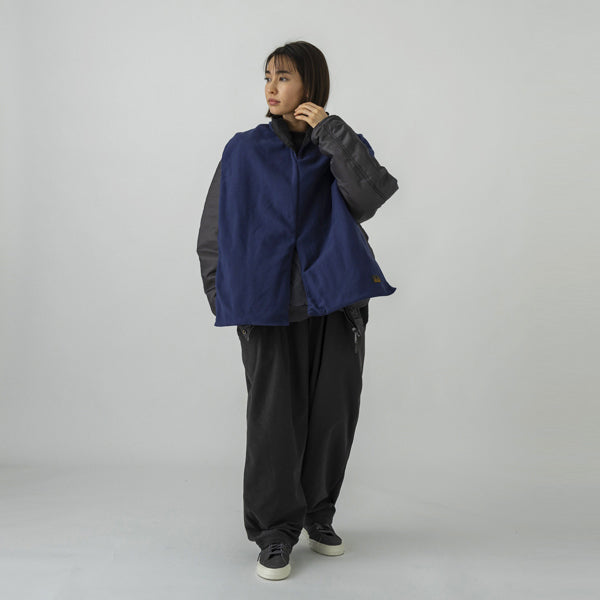 2WAY QUILT PONCHO - BLACK / NAVY