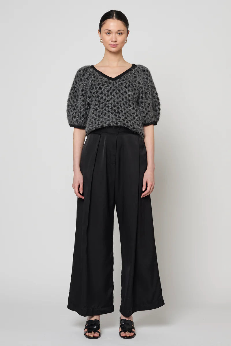 SANREMO SWEATER TOP - BLACK WITH CHARCOAL