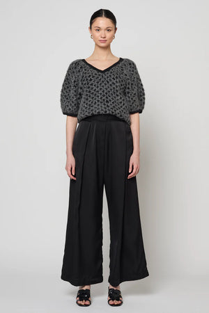 SANREMO SWEATER TOP - BLACK WITH CHARCOAL