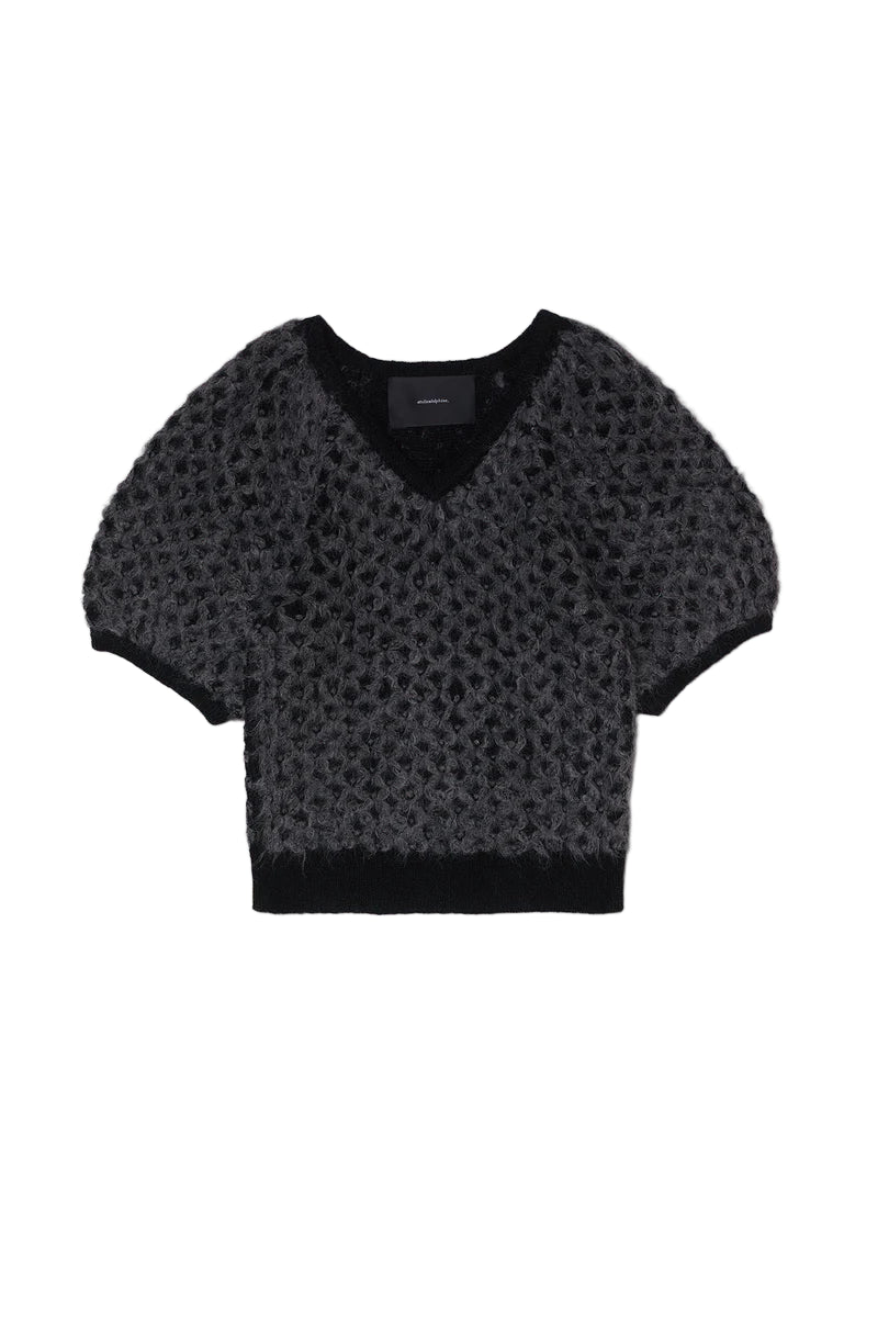 SANREMO SWEATER TOP - BLACK WITH CHARCOAL
