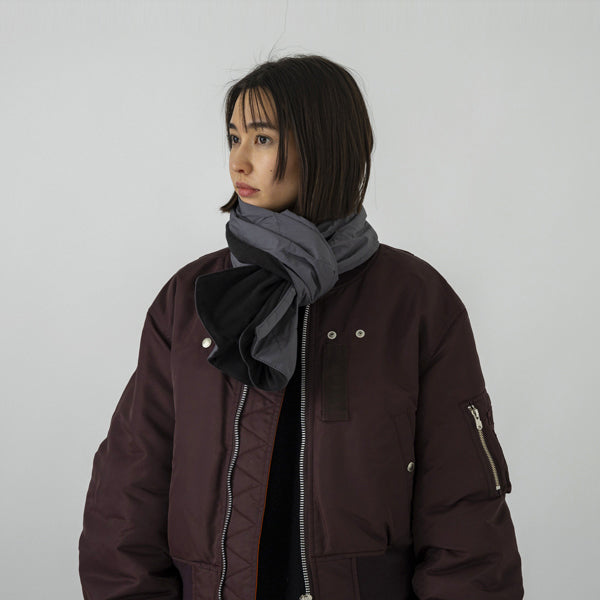 2WAY QUILT PONCHO - GREY / BLACK