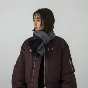 2WAY QUILT PONCHO - GREY / BLACK