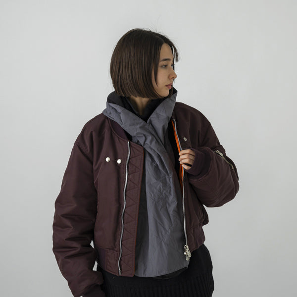 2WAY QUILT PONCHO - GREY / BLACK