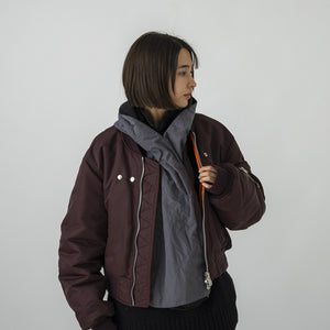 2WAY QUILT PONCHO - GREY / BLACK