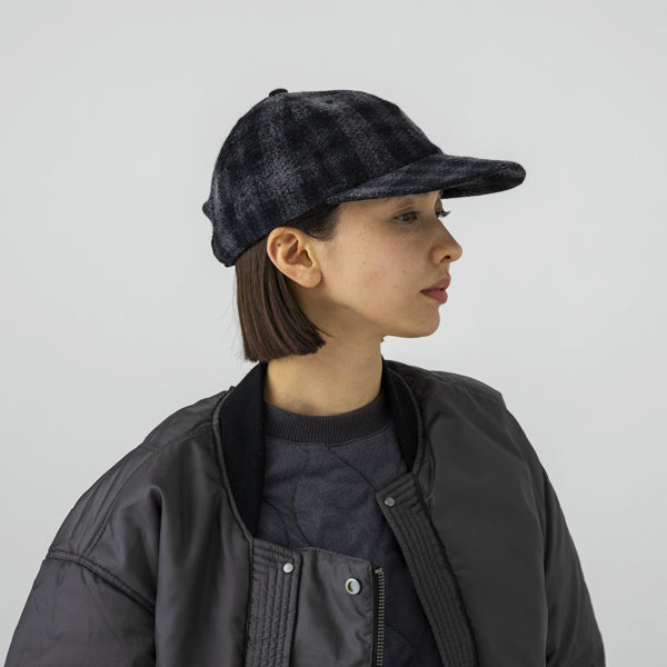 NEEDLE CHECK BASEBALL CAP - BLACK CHECK
