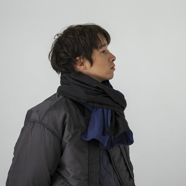 2WAY QUILT PONCHO - BLACK / NAVY