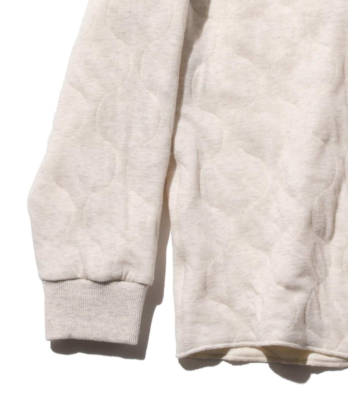 BEAMS PLUS MILITARY QUILT CREWNECK SWEATSHIRT - OATMEAL