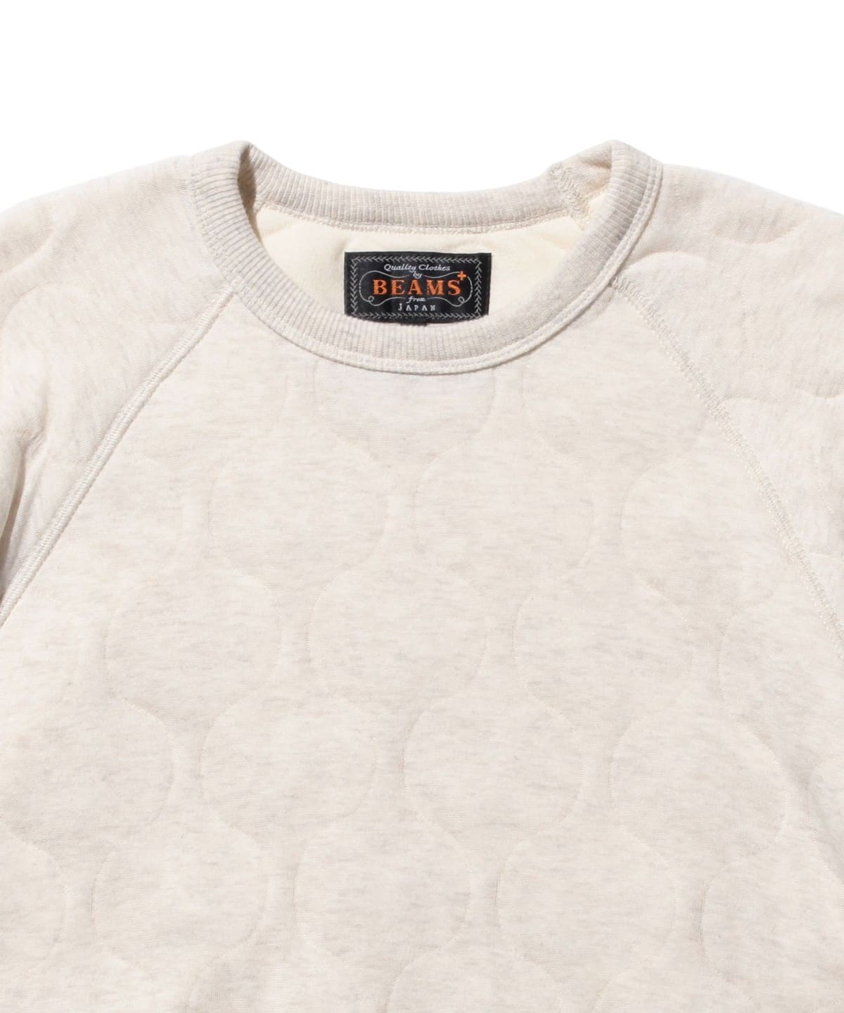 BEAMS PLUS MILITARY QUILT CREWNECK SWEATSHIRT - OATMEAL