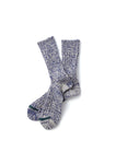 RECYLE COTTON RIBBED CREW SOCKS - BLUE / IVORY