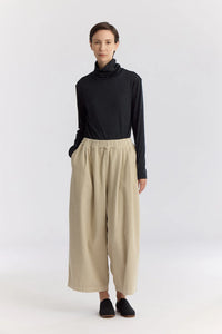 CORDUROY WIDE PANTS - IVORY