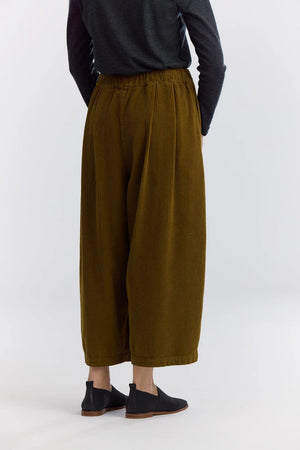 CORDUROY WIDE PANTS - DARK OLIVE