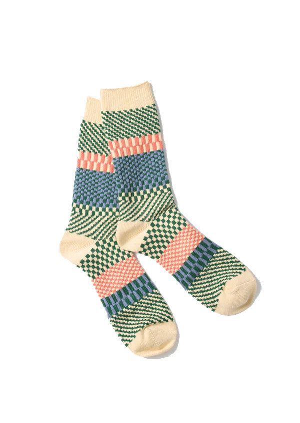 CHECK AND STEP SOCKS - GREEN