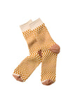 WARPED CHECKER CREW SOCKS - GOLD