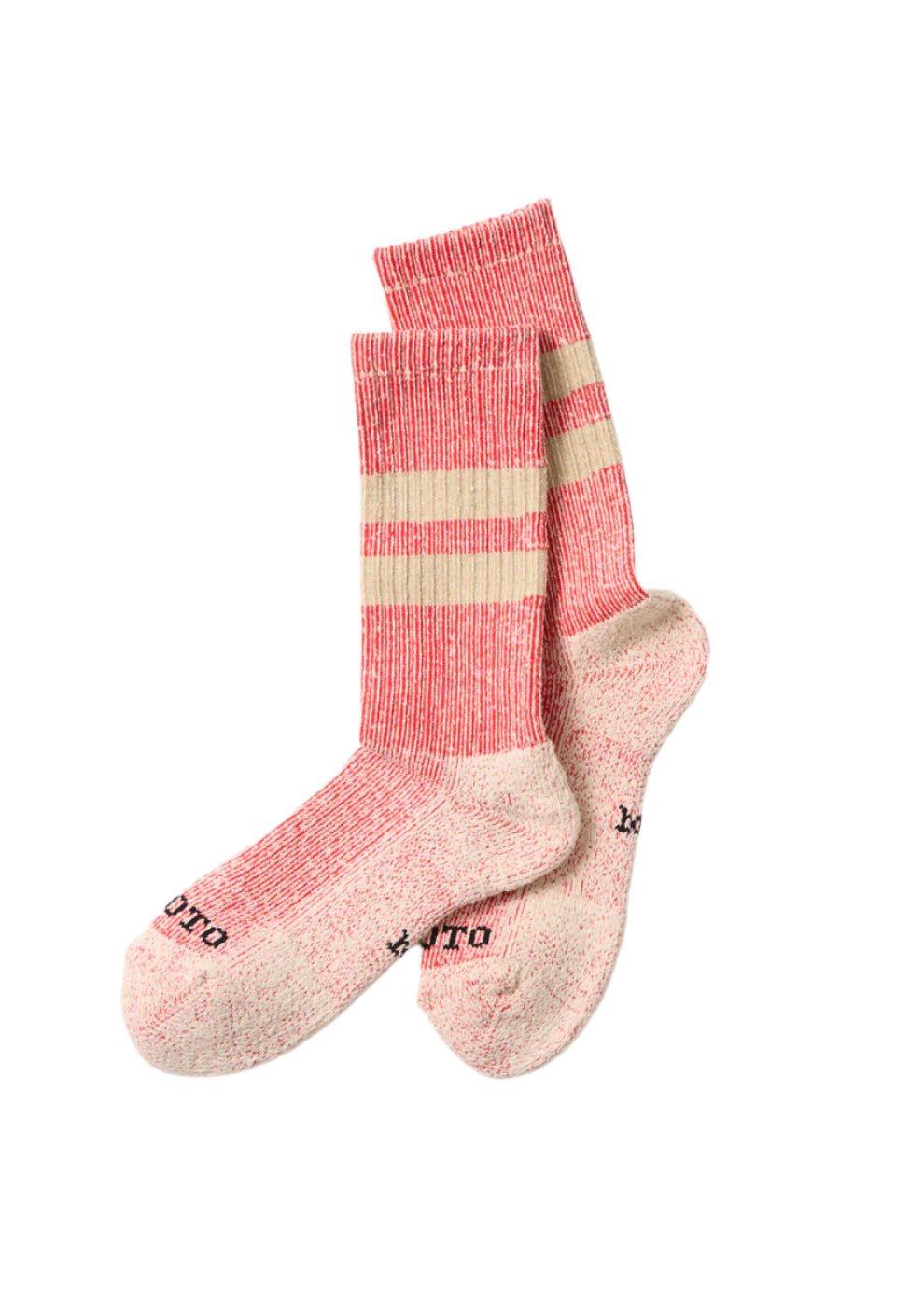 PILE STRIPE MARL SOCKS - RED / BEIGE