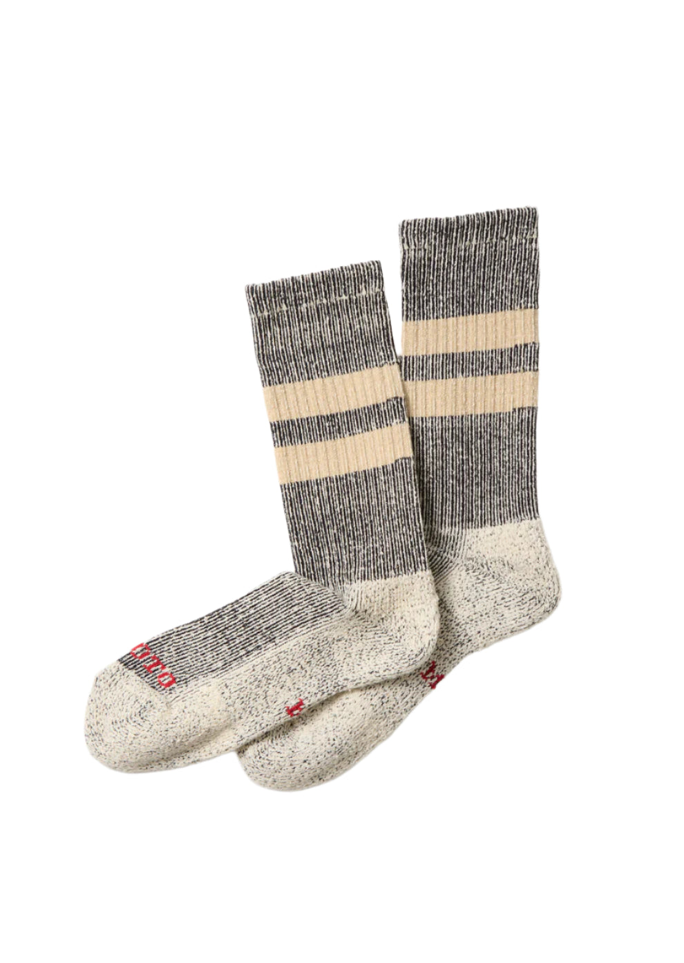PILE STRIPE MARL SOCKS - BLACK / BEIGE