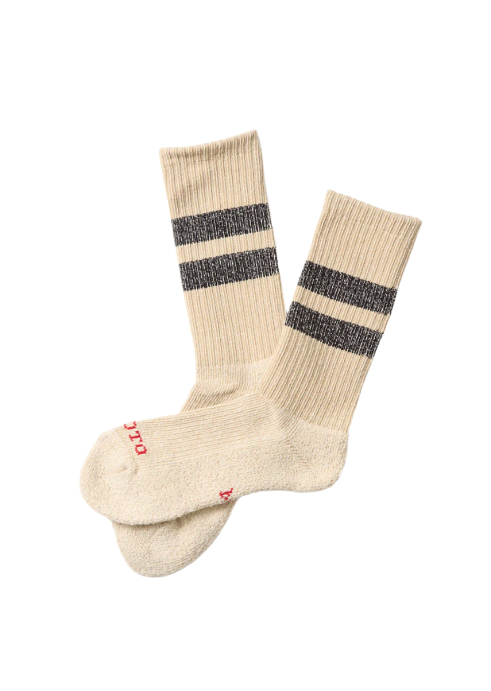 PILE STRIPE MARL SOCKS - BEIGE / BLACK