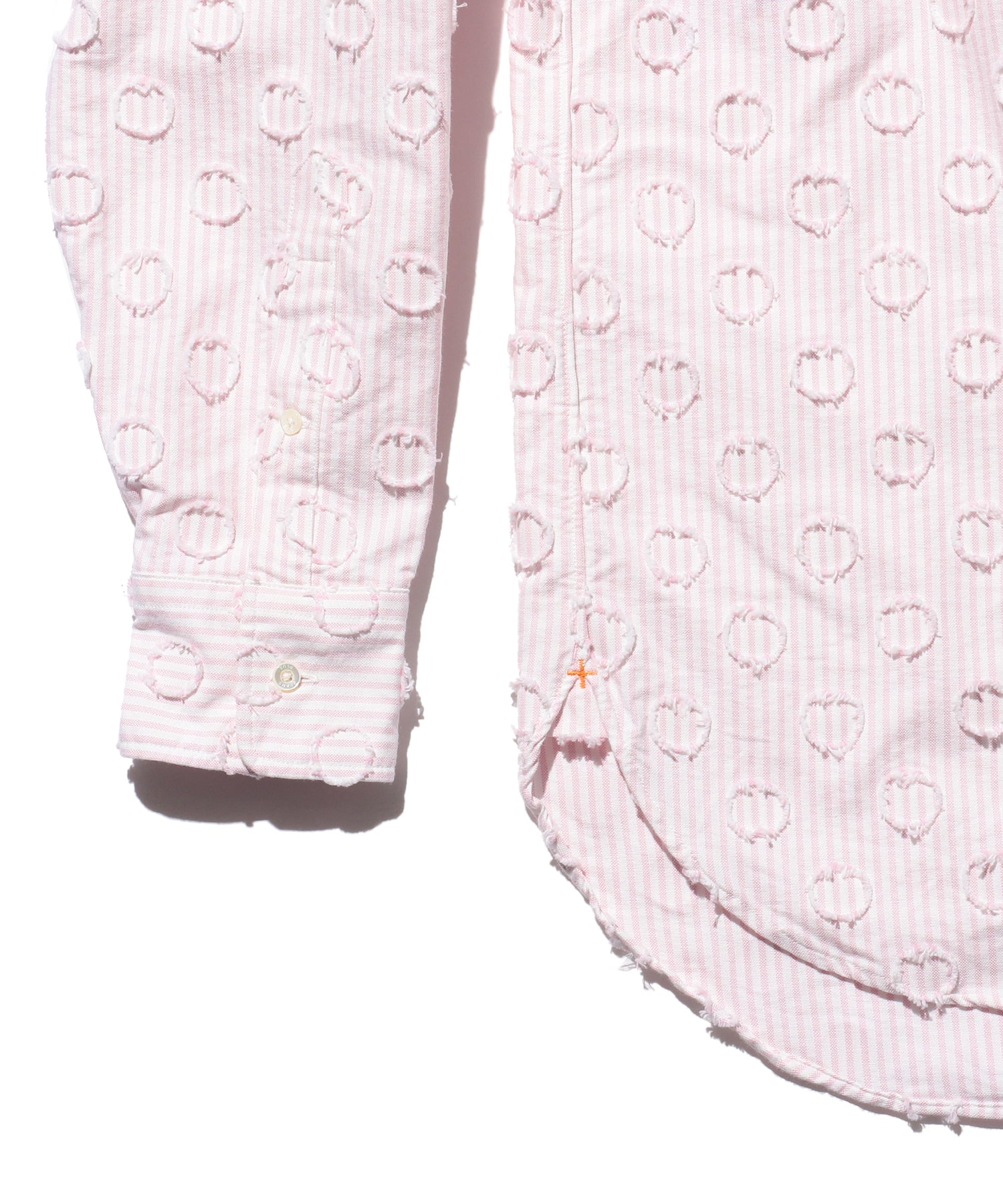 BEAMS PLUS BD BURNOUT DOT CANDY STRIPE - PINK