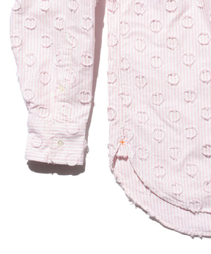 BEAMS PLUS BD BURNOUT DOT CANDY STRIPE - PINK