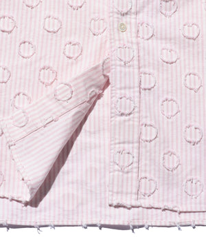 BEAMS PLUS BD BURNOUT DOT CANDY STRIPE - PINK
