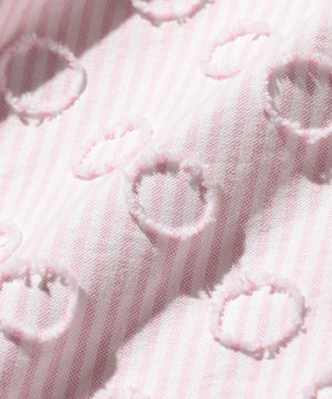 BEAMS PLUS BD BURNOUT DOT CANDY STRIPE - PINK