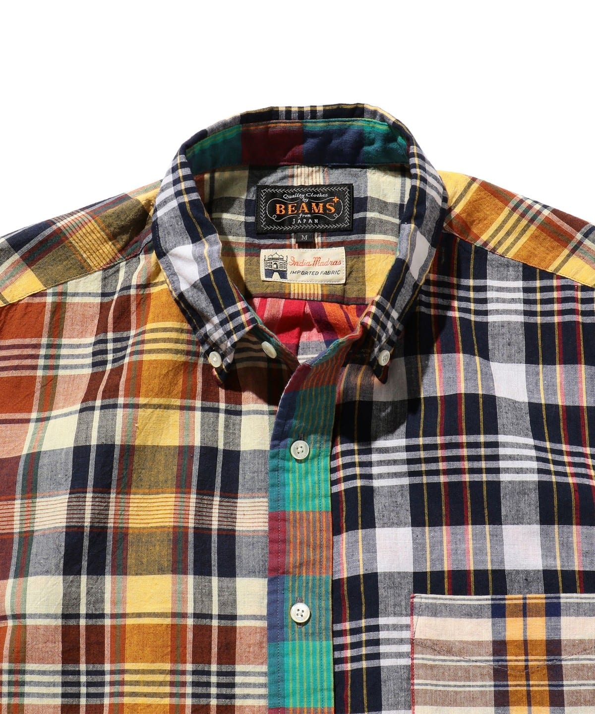 BEAMS PLUS BD SHORT SLEEVE MADRAS CHECK - MULTI PANEL