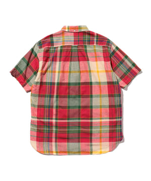 BEAMS PLUS SHORT SLEEVE MADRAS CHECK PULLOVER OXFORD - PINK