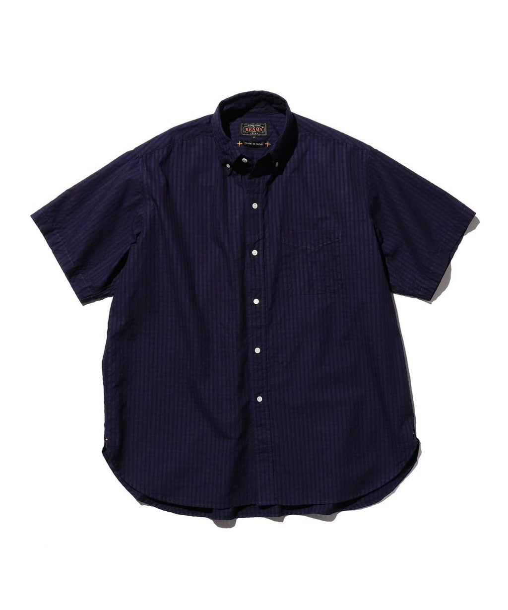 BEAMS PLUS BD FADE INDIGO CLASSIC FIT SHORT SLEEVE SHIRT