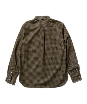 BEAMS PLUS FINE PRINT CORDUROY BUTTON DOWN SHIRT- BROWN
