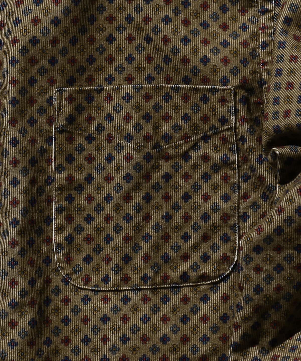 BEAMS PLUS FINE PRINT CORDUROY BUTTON DOWN SHIRT- BROWN