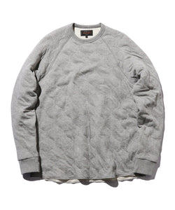 BEAMS PLUS MILITARY QUILT CREWNECK SWEATSHIRT - GREY