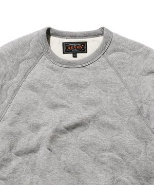 BEAMS PLUS MILITARY QUILT CREWNECK SWEATSHIRT - GREY