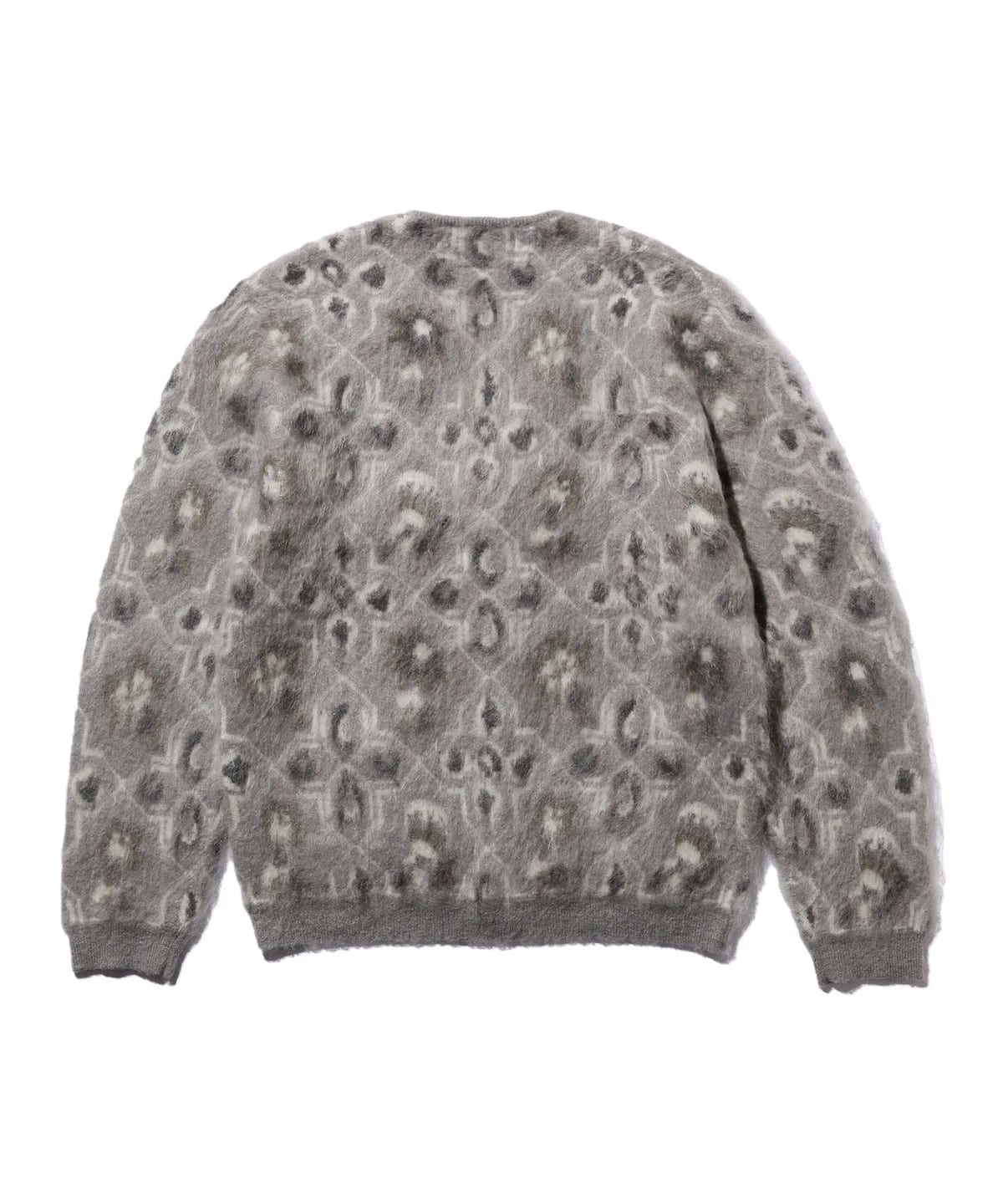 BEAMS PLUS CARDIGAN BOTANICAL PATTERN JACQUARD - GREY