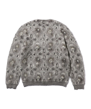 BEAMS PLUS CARDIGAN BOTANICAL PATTERN JACQUARD - GREY