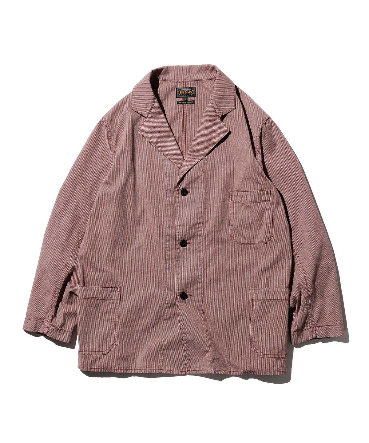 BEAMS PLUS 3 BUTTON WORK CORD LANE JACKET  - BURGUNDY