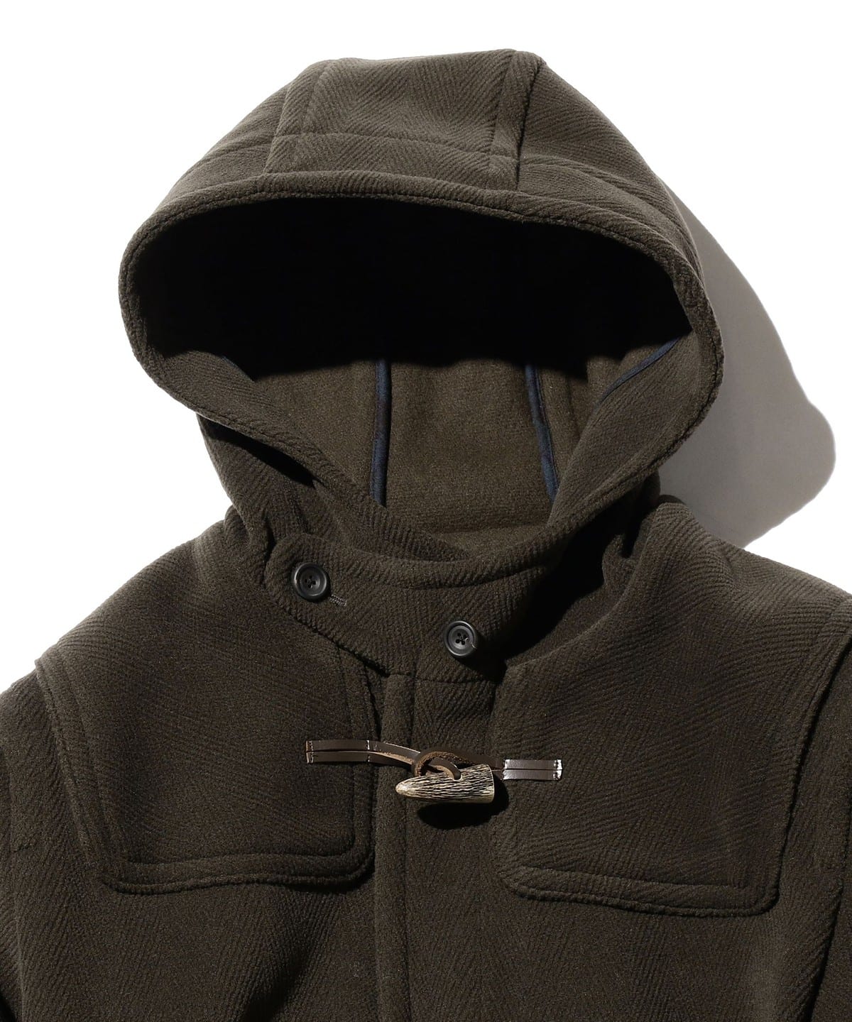 BEAMS PLUS DUFFLE COAT - OLIVE HERRINGBONE