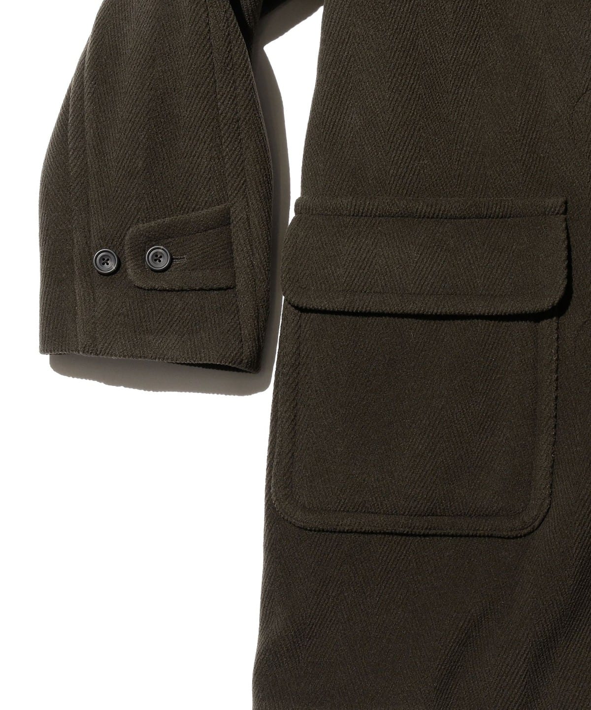 BEAMS PLUS DUFFLE COAT - OLIVE HERRINGBONE