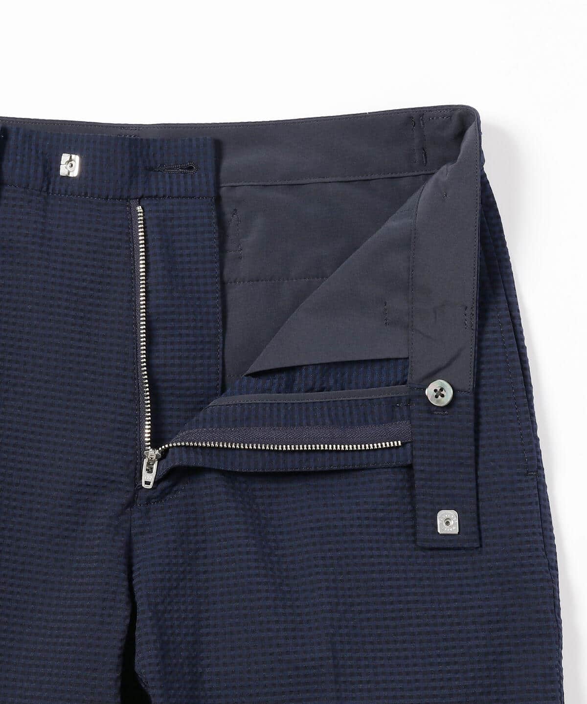 BEAMS PLUS SEERSUCKER IVY TROUSERS ANKLE CUT - NAVY