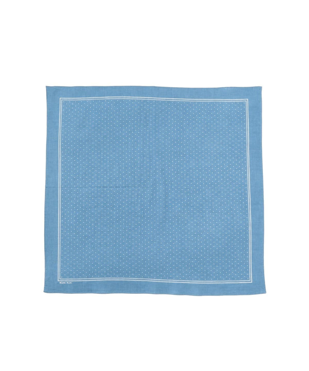 BEAMS PLUS DISCHARGE PRINTING BANDANA  - LIGHT BLUE / SMALL DOTS