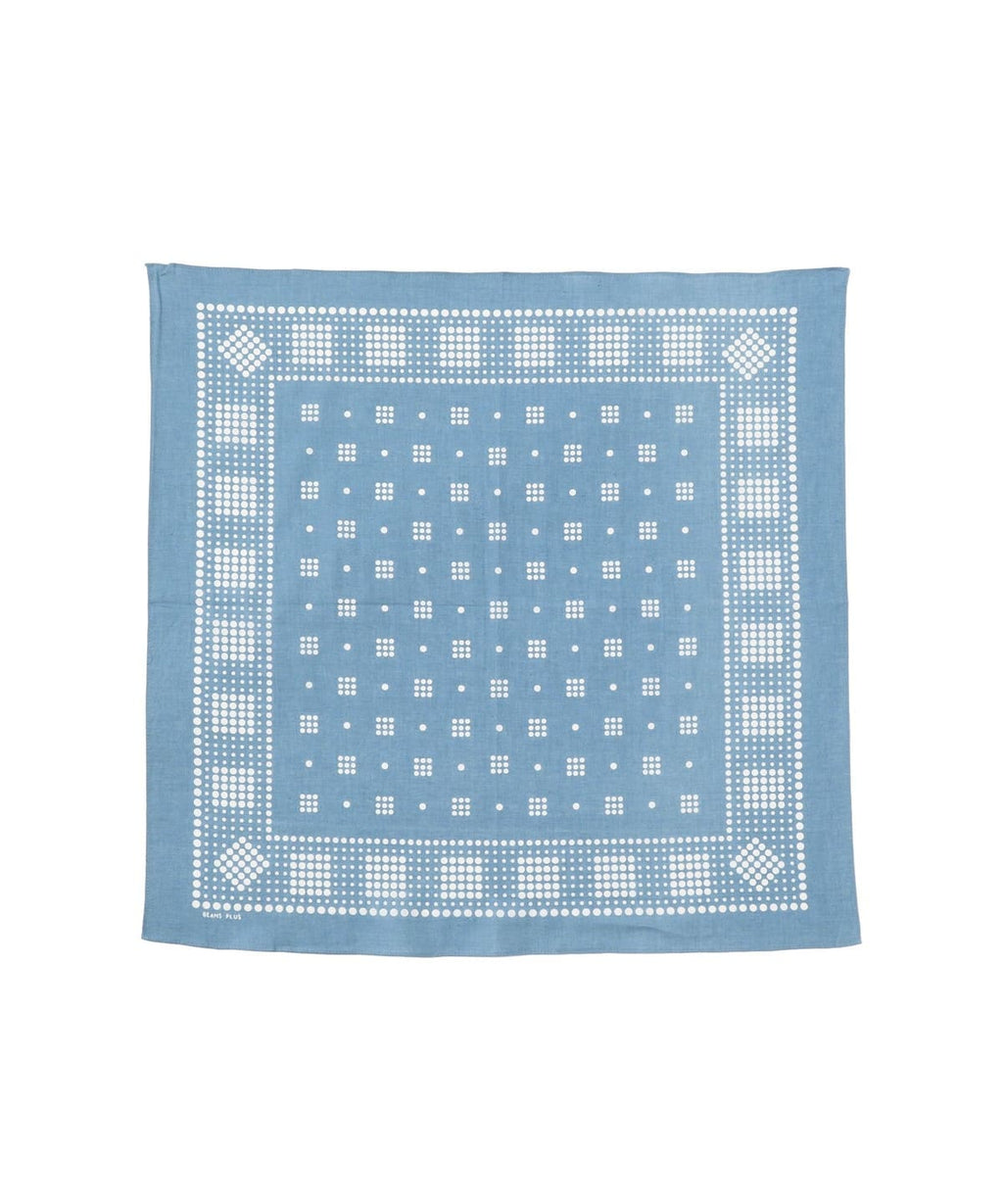 BEAMS PLUS DISCHARGE PRINTING BANDANA  - LIGHT BLUE / LARGE DOTS