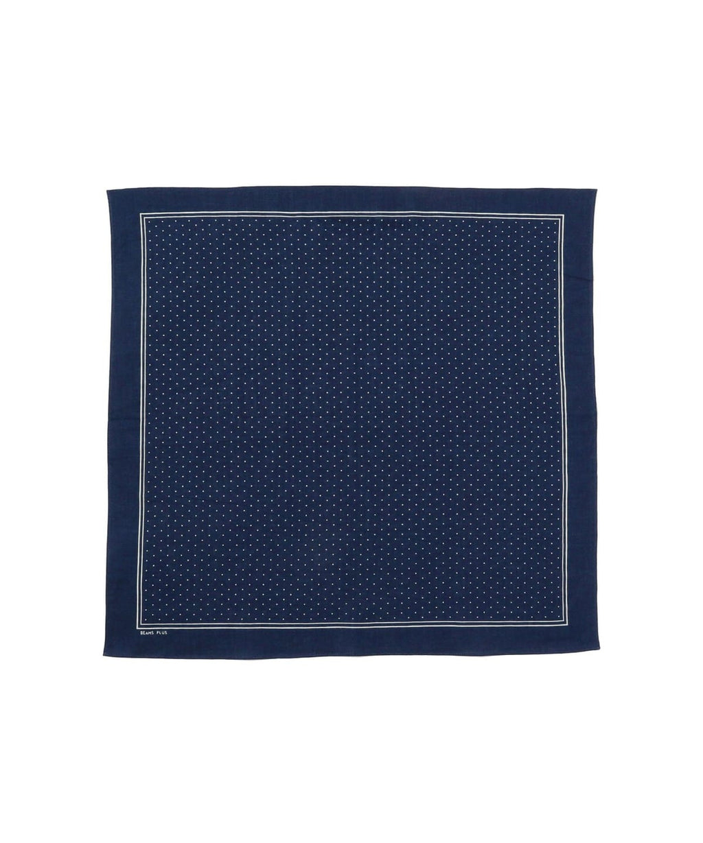 BEAMS PLUS DISCHARGE PRINTING BANDANA  - NAVY / SMALL DOTS