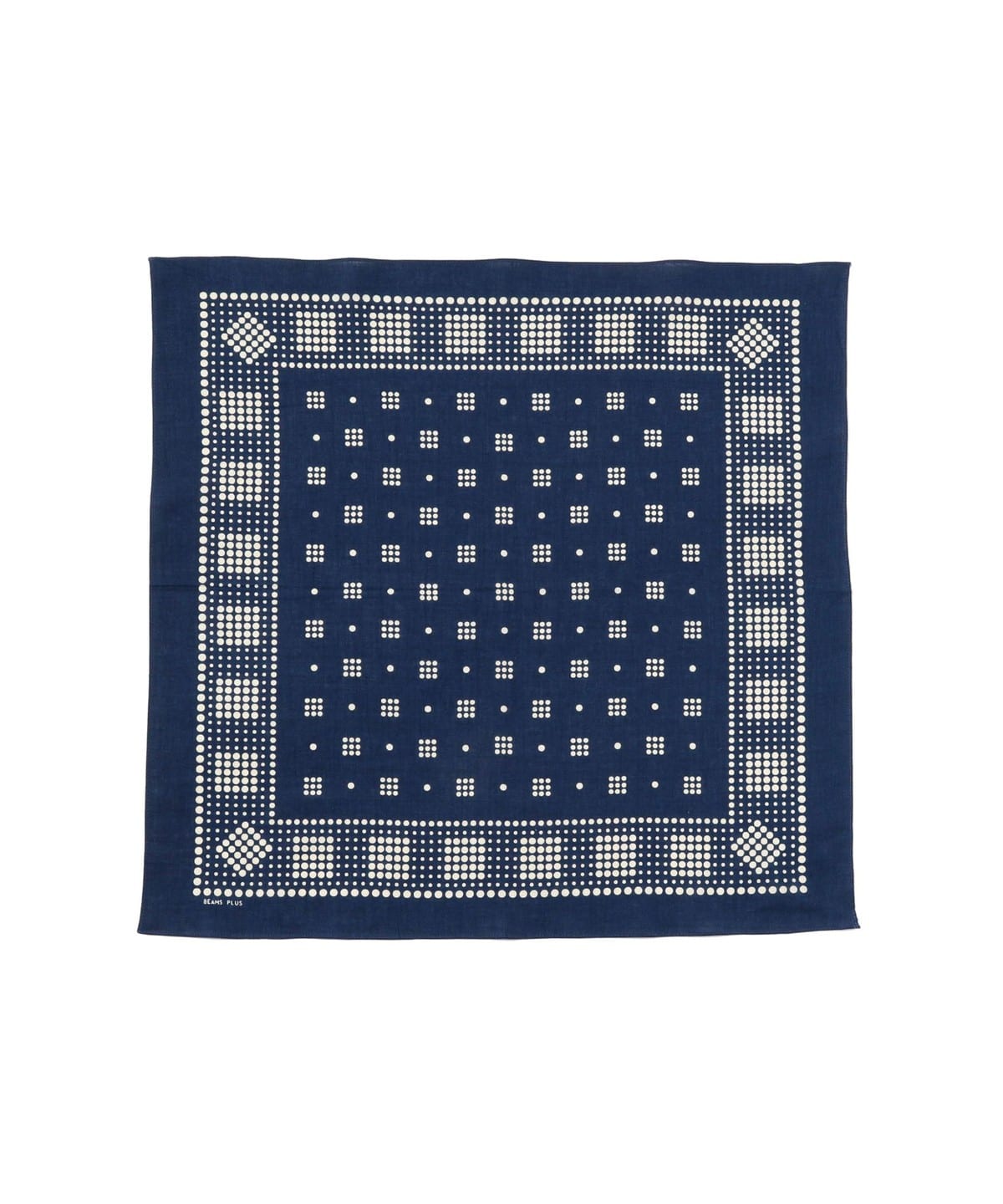 BEAMS PLUS DISCHARGE PRINTING BANDANA  - NAVY / LARGE DOTS