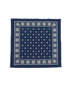BEAMS PLUS DISCHARGE PRINTING BANDANA  - NAVY / LARGE DOTS