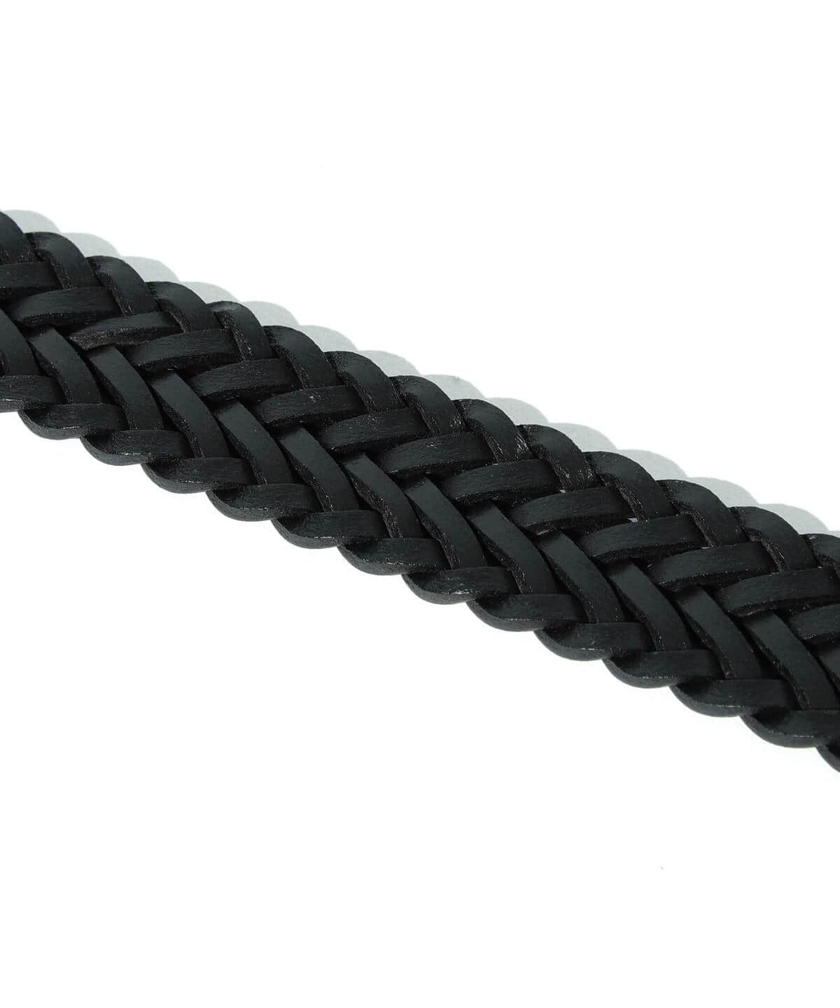 BEAMS PLUS LEATHER MESH BELT - BLACK