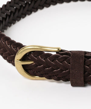 BEAMS PLUS SUED MESH BELT - DARK BROWN