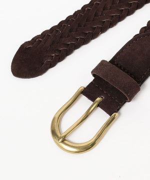 BEAMS PLUS SUED MESH BELT - DARK BROWN