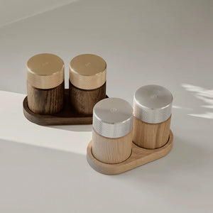 SINA SALT & PEPPER MILL SET - DARK ASH / BRASS