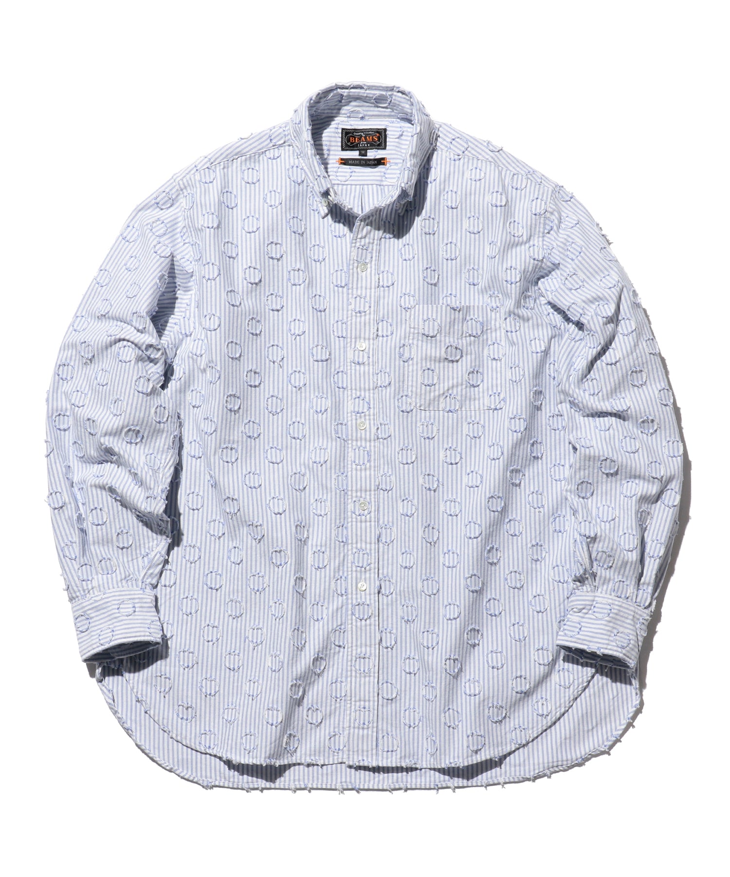 BEAMS PLUS BD BURNOUT DOT CANDY STRIPE - BLUE