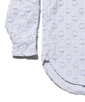 BEAMS PLUS BD BURNOUT DOT CANDY STRIPE - BLUE